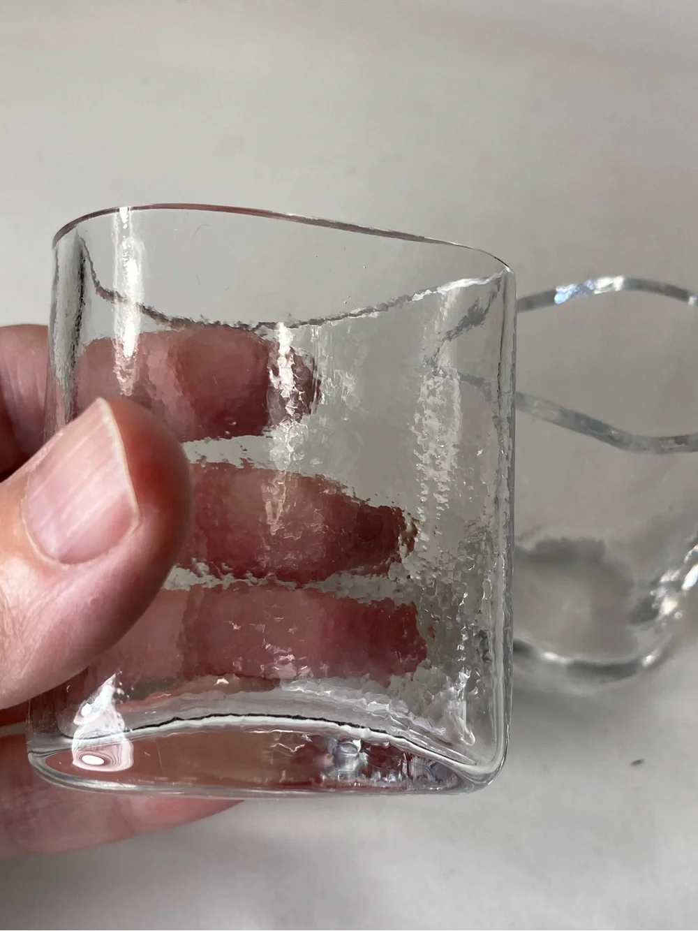 2 Clean Beveled Minimal Small Sauce Condiment Pourers or Shot Glasses ?